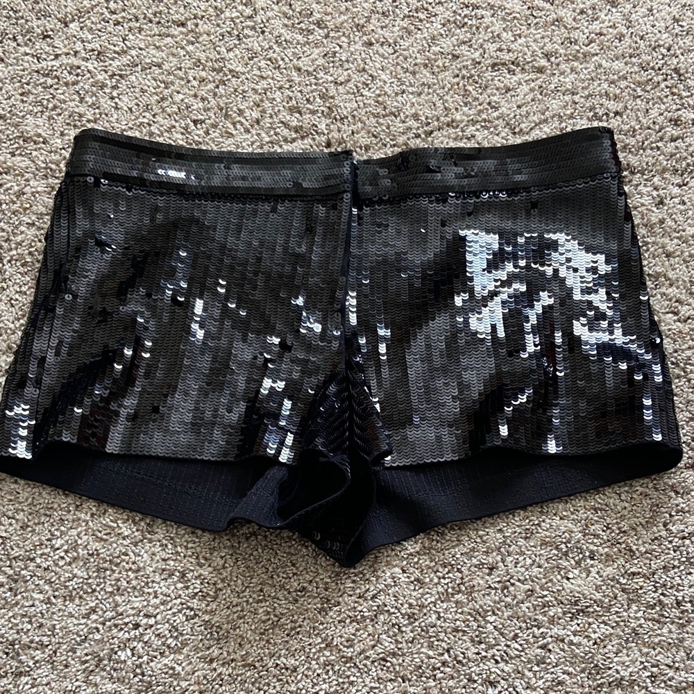 Express Black Sequin High Waist Shorts